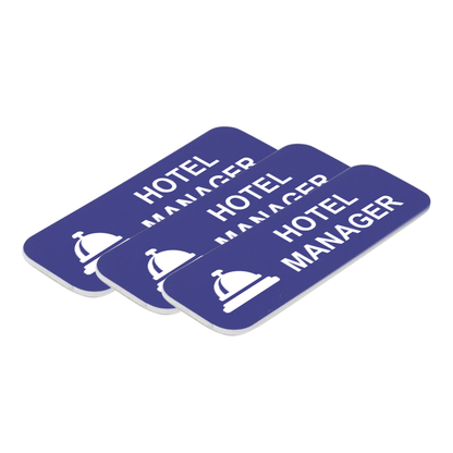 Hotel Manager (Bell) 1 x 3" Name Tag/Badge, (3 Pack)