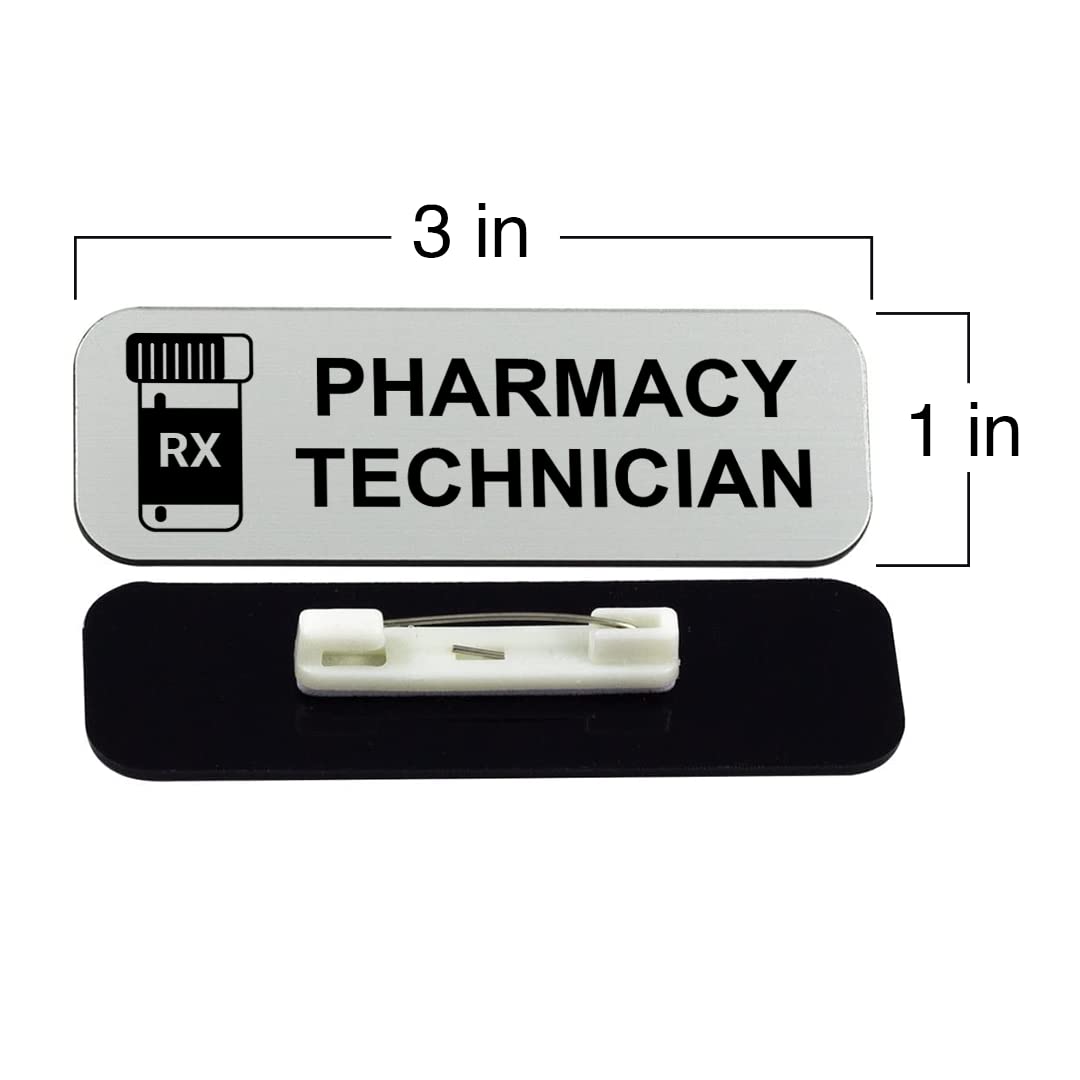 Pharmacy Technician 1 x 3" Name Tag/Badge, (3 Pack)