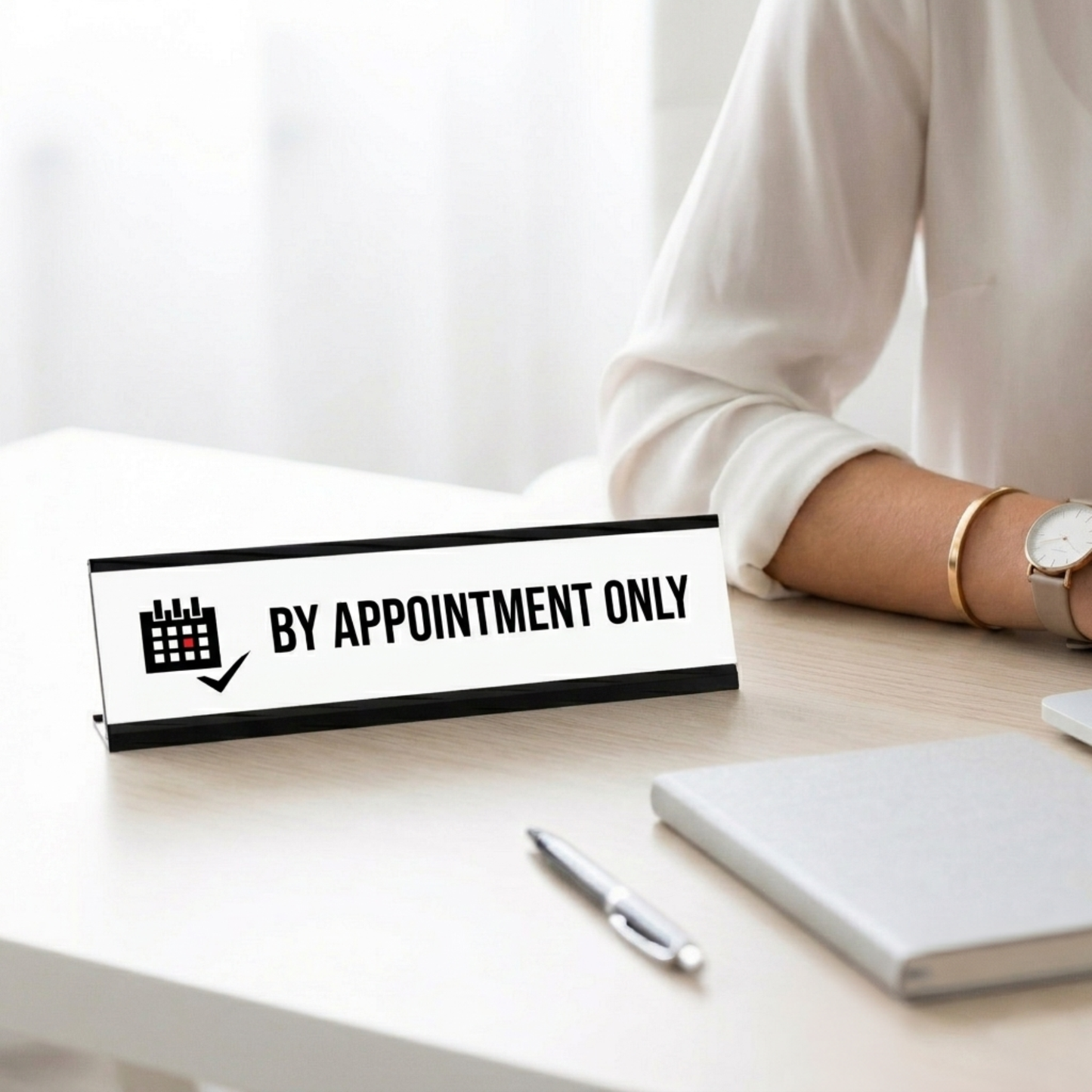 By Appointment only, Calendar Black Frame, Desk Sign(2x8")