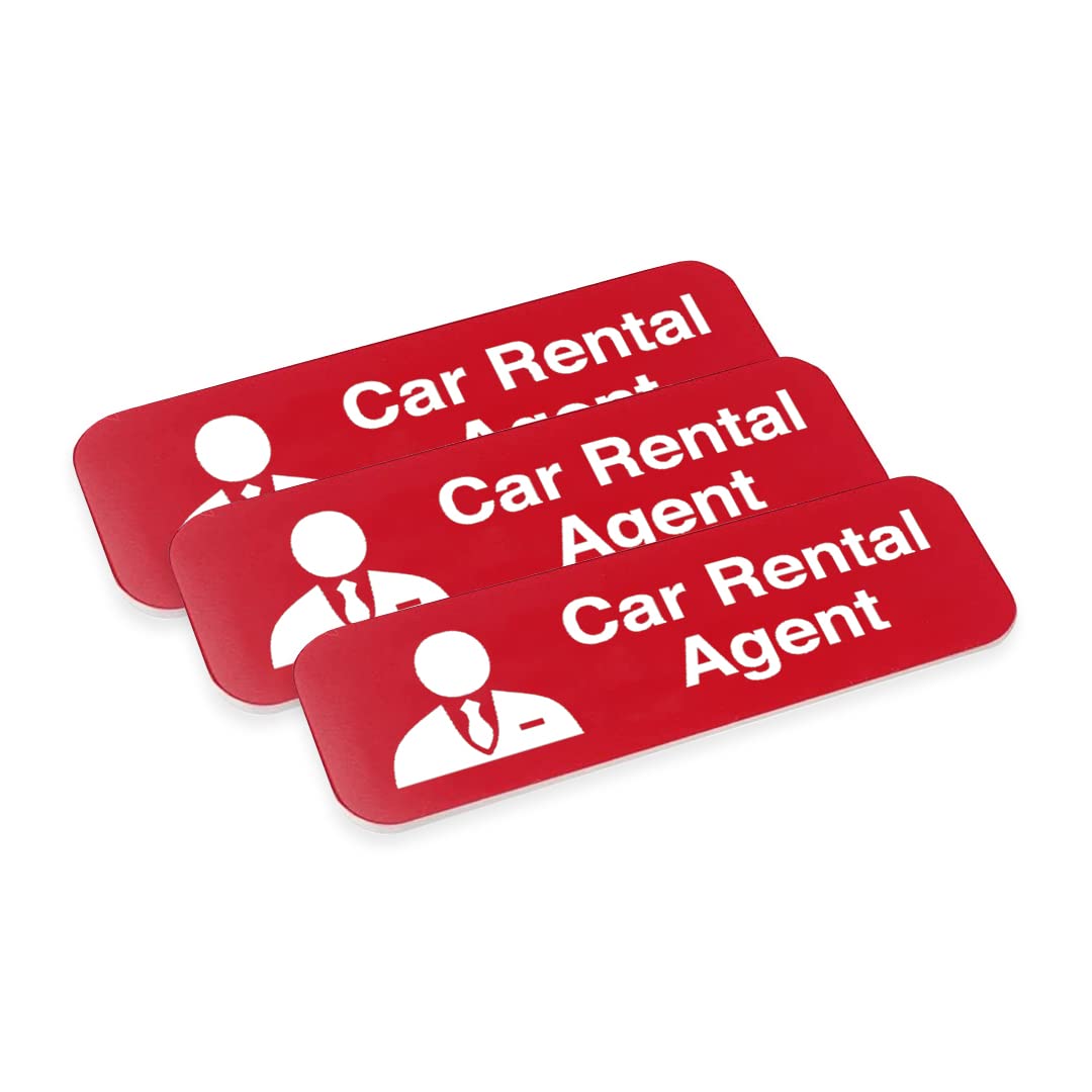 Signs ByLITA Car Rental Agent Graphic 1 x 3" Name Tag/Badge, (3 Pack)