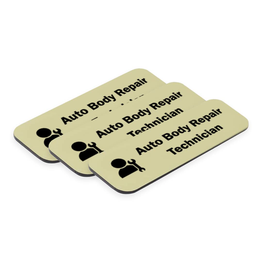 Signs ByLITA Auto Body Repair Technician Graphic Car Service 1 x 3" Name Tag/Badge, (3 Pack)