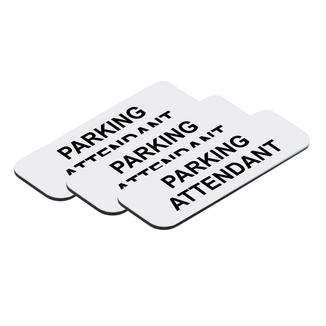 Parking Attendant 1 x 3" Name Tag/Badge, (3 Pack)