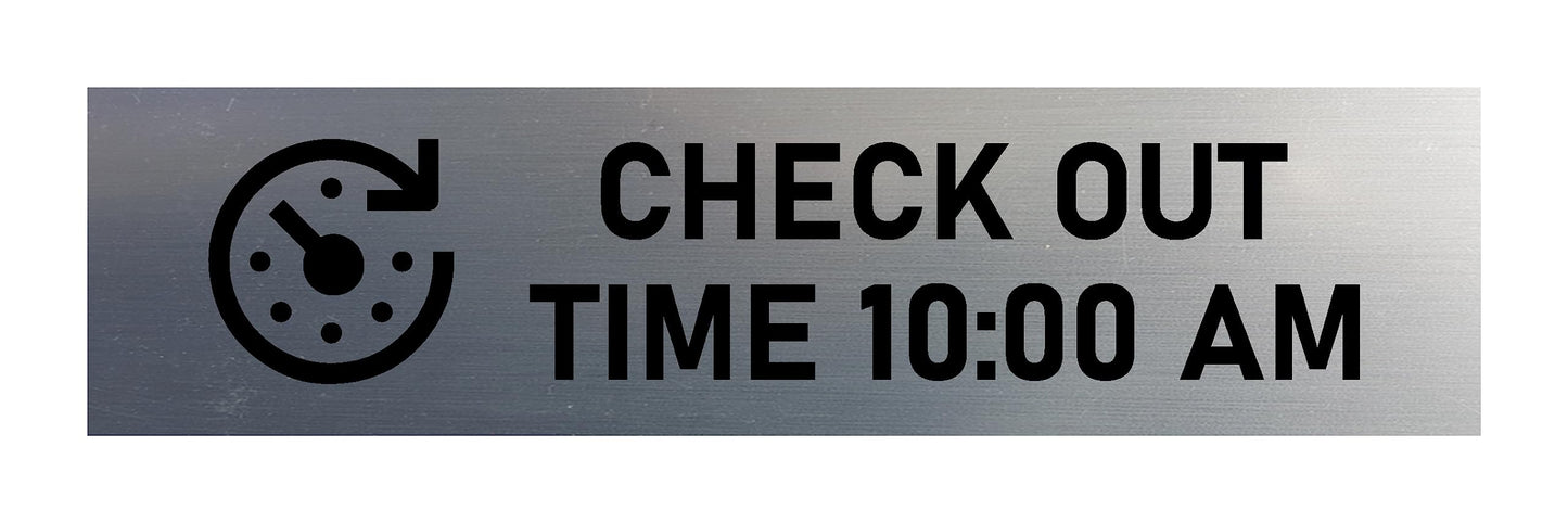 Signs ByLITA Check Out Time 10:00 am Black Frame Desk Sign (2x8")