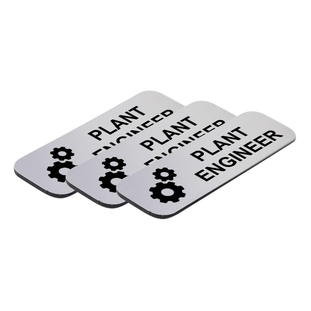 Plant Engineer 1 x 3" Name Tag/Badge, (3 Pack)