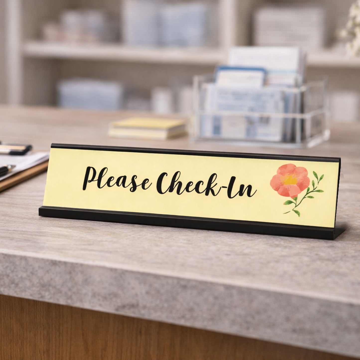 Please Check-In, Designer Desk Sign 2 x 8