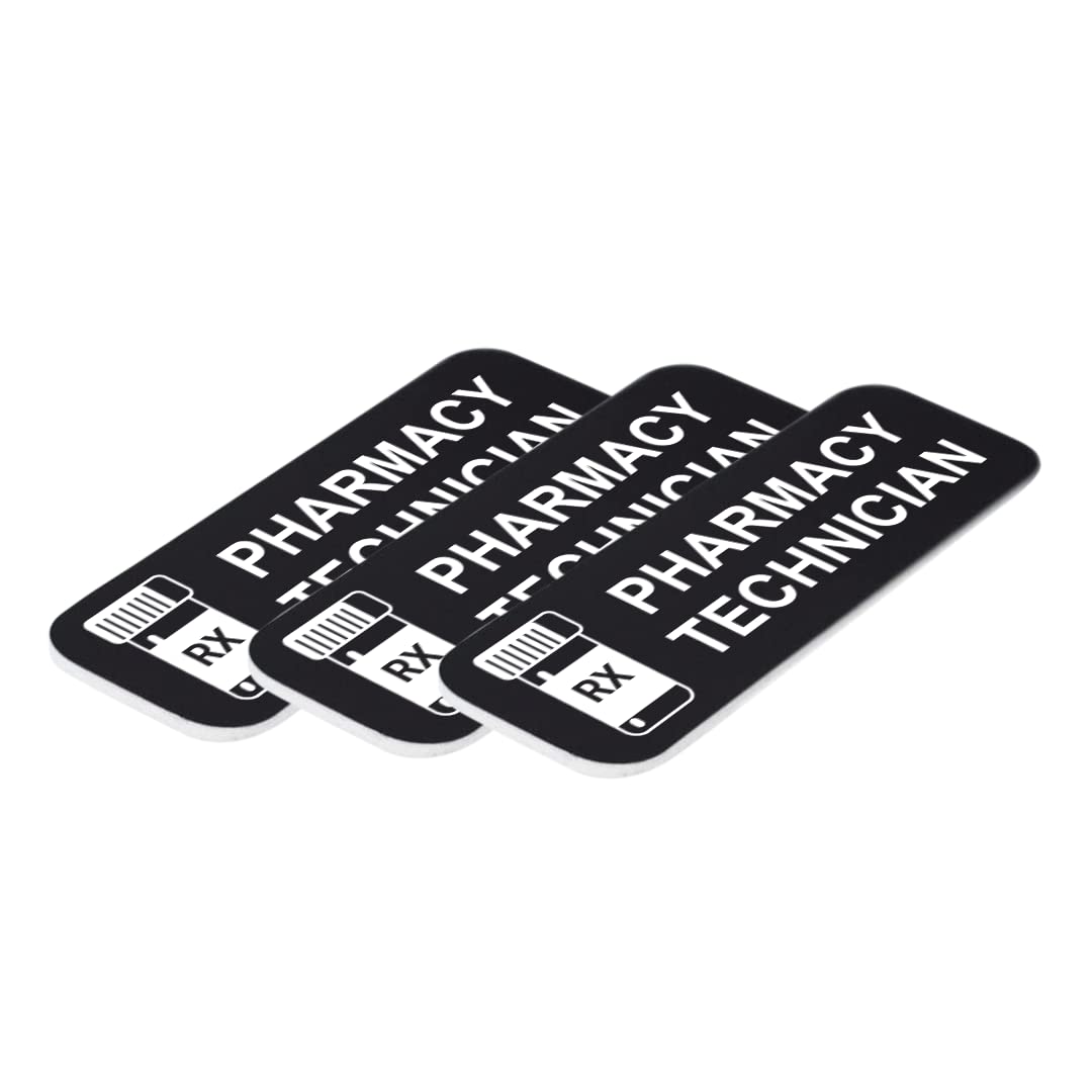 Pharmacy Technician 1 x 3" Name Tag/Badge, (3 Pack)