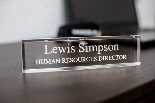 Clear Acrylic Desk Name Plate - Office Desk Sign