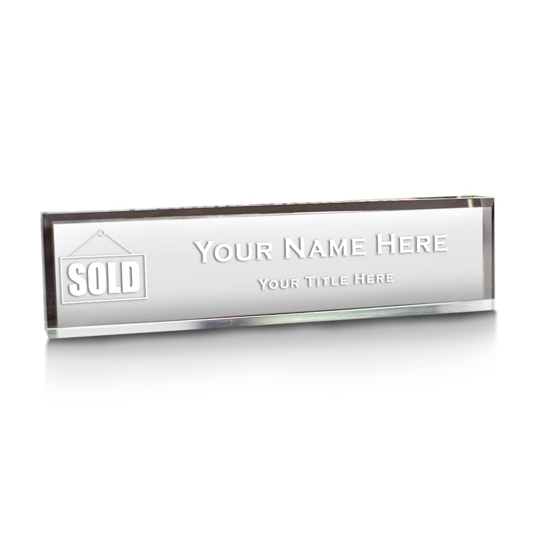 Realtor Themed, Personalized Acrylic Desk Sign for Realtors and Real Estate Professionals (Sold Sign) (2 x 10")