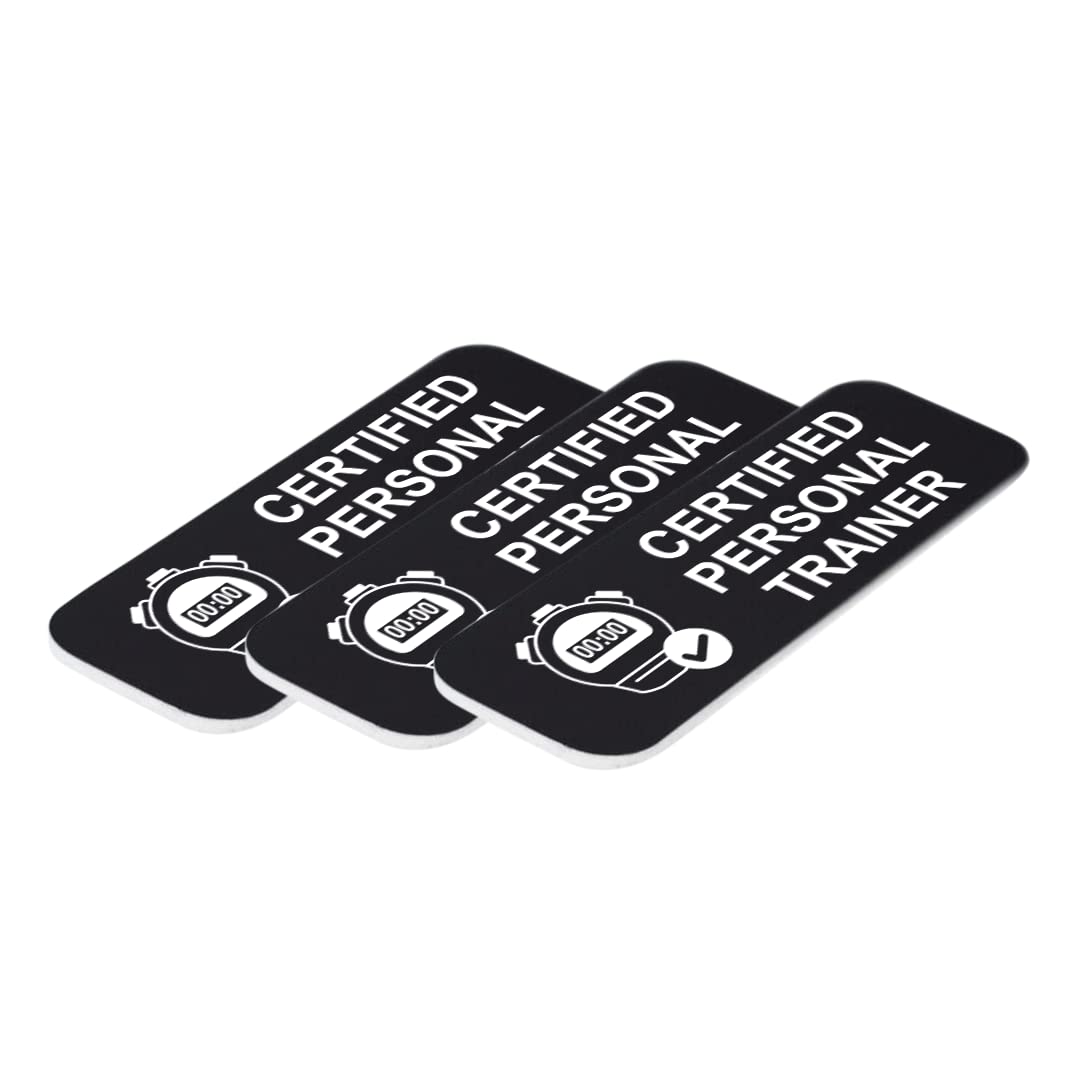 Signs ByLITA Certified Personal Trainer 1 x 3" Name Tag/Badge, (3 Pack)