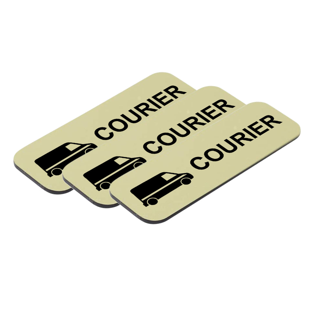 Courier (Van Design) 1 x 3" Name Tag/Badge, (3 Pack)