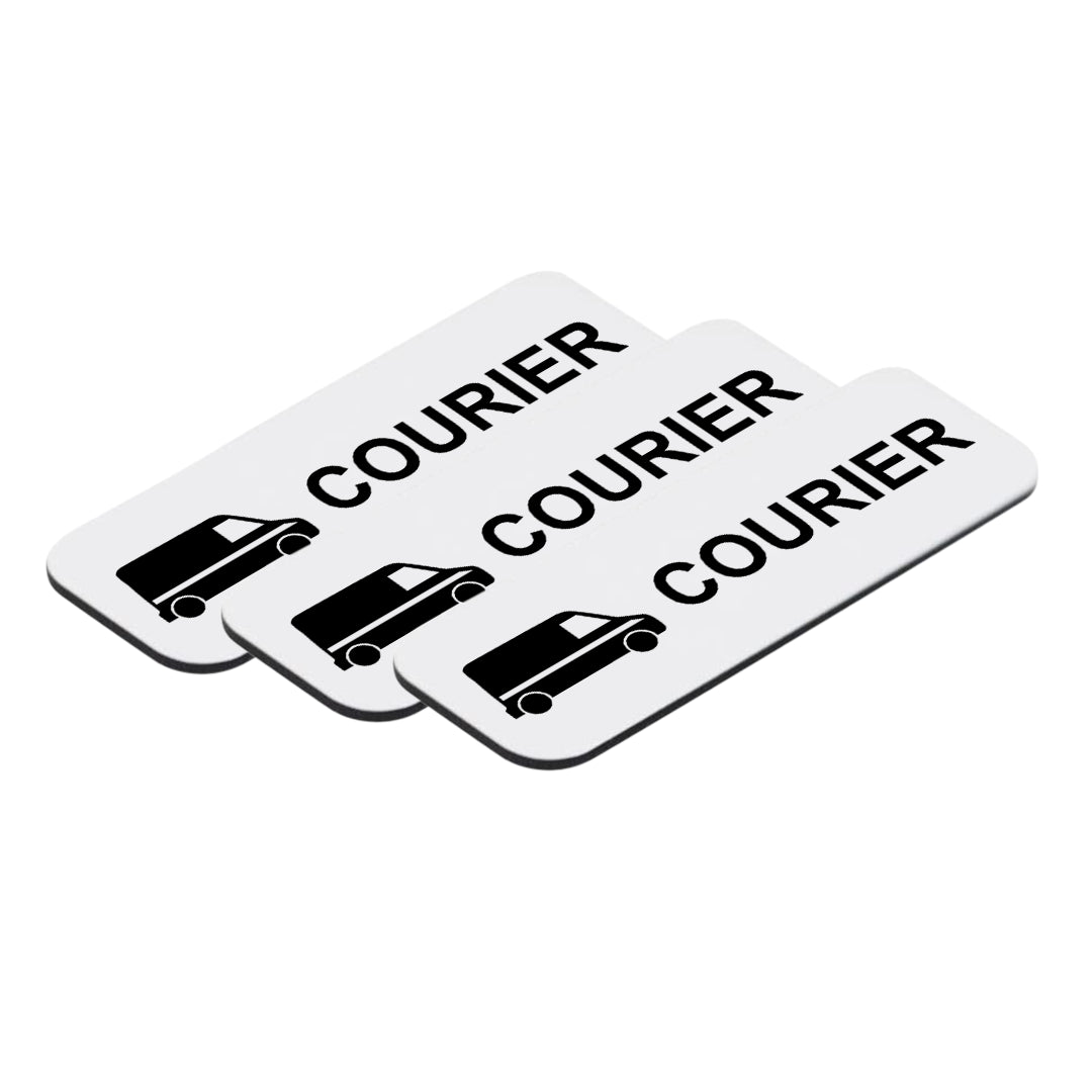 Courier (Van Design) 1 x 3" Name Tag/Badge, (3 Pack)