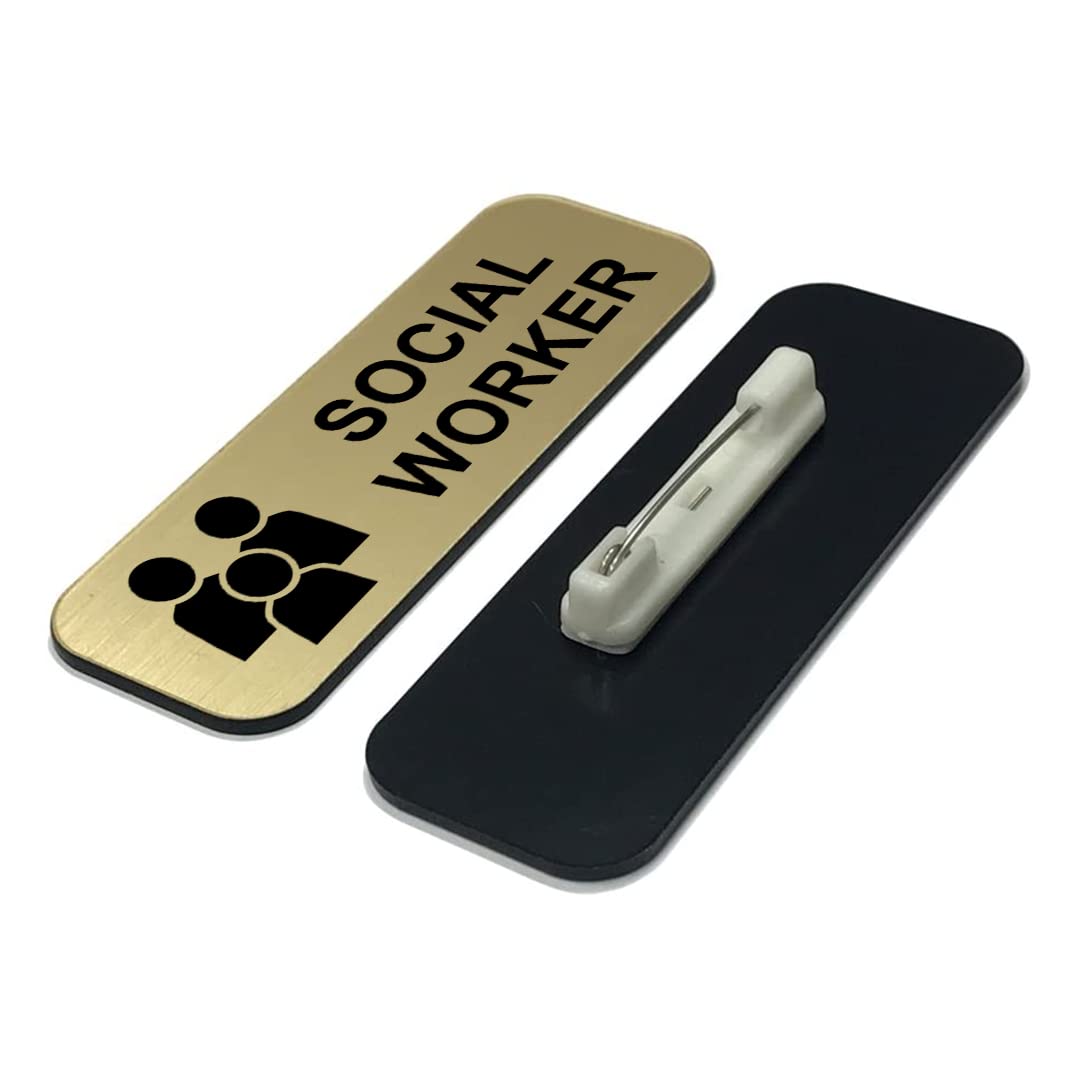 Social Worker 1 x 3" Name Tag/Badge, (3 Pack)