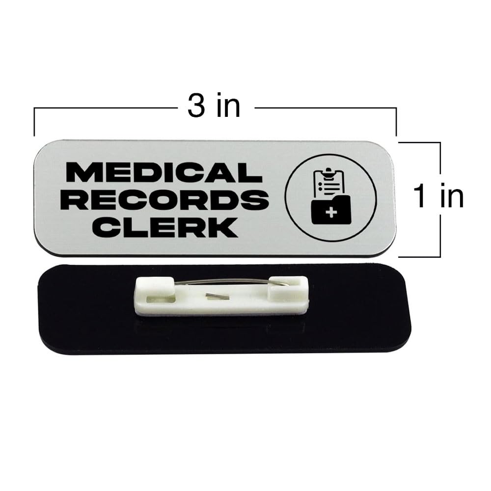 Medical Records Clerk 1 x 3" Rounded Corner Name Badge | Medical Facilities