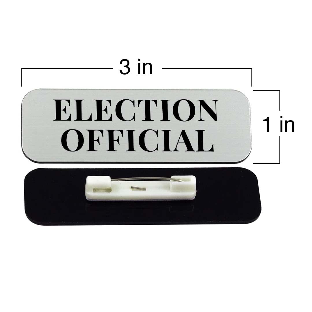 Election Official 1 x 3" Rounded Corner Name Badge | Stock Name Badges