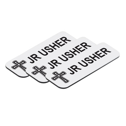 Jr Usher 1 x 3" Name Tag/Badge, Cross Design (3 Pack)