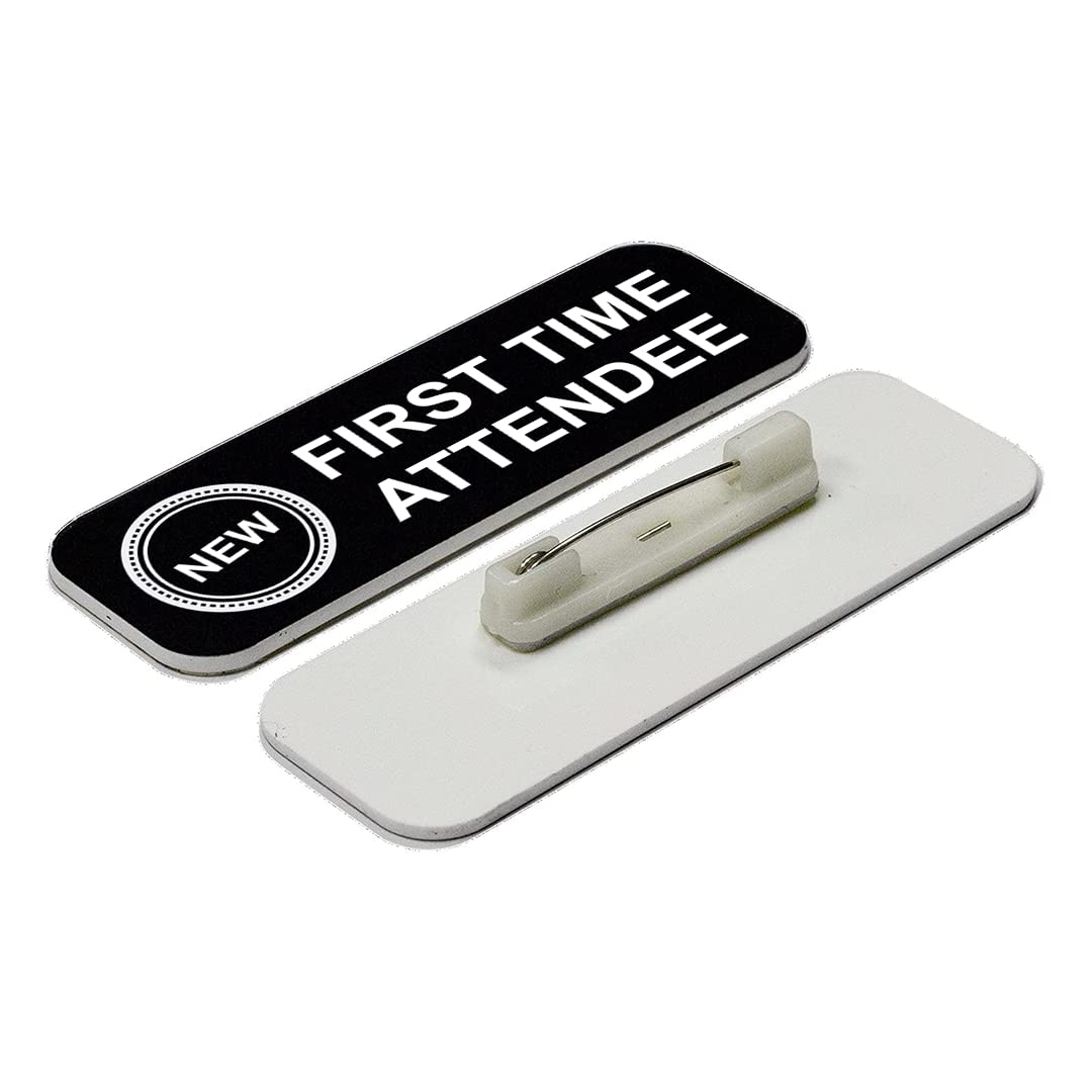 First Time Attendee 1 x 3" Name Tag/Badge, (3 Pack)