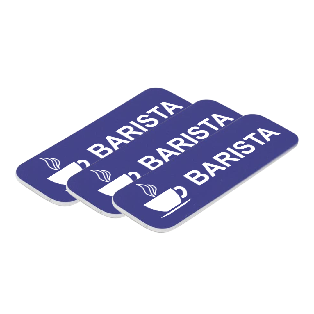 Barista 1 x 3" Name Tag/Badge, (3 Pack)