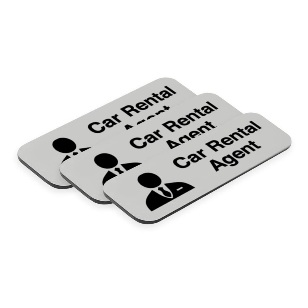 Signs ByLITA Car Rental Agent Graphic 1 x 3" Name Tag/Badge, (3 Pack)