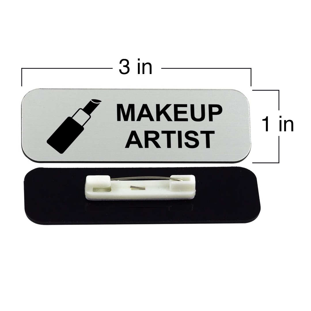 Makeup Artist 1 x 3" Name Tag/Badge, (3 Pack)