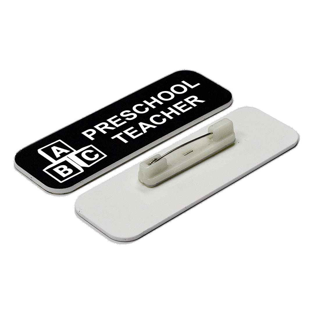 Preschool Teacher 1 x 3" Name Tag/Badge, (3 Pack)