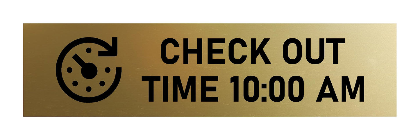 Signs ByLITA Check Out Time 10:00 am Black Frame Desk Sign (2x8")