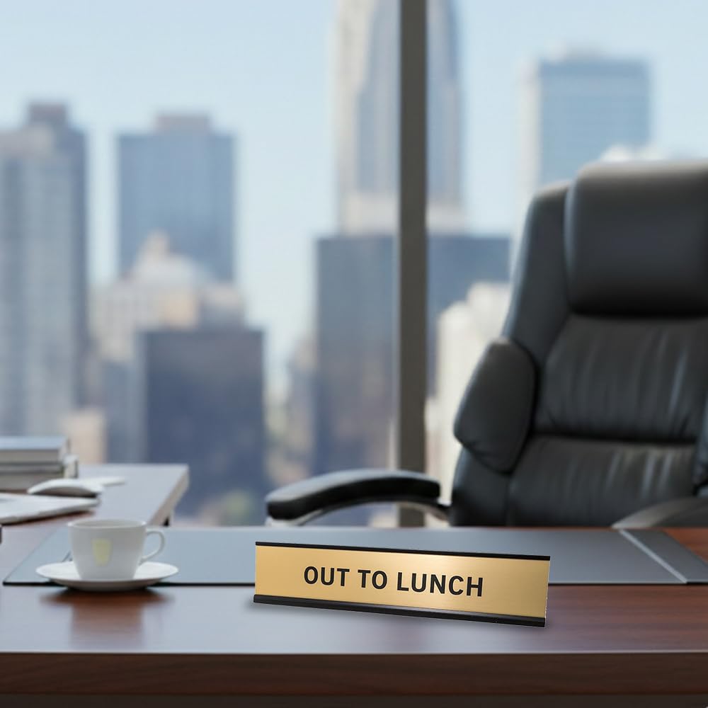 OUT TO LUNCH 2"x10" Nameplate Desk Sign