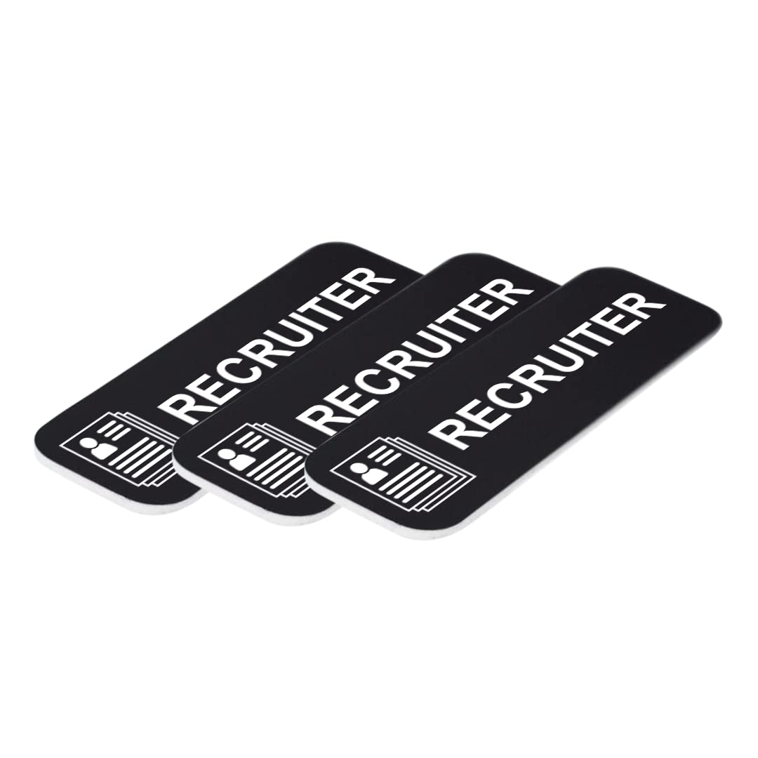 Recruiter 1 x 3" Name Tag/Badge, (3 Pack)