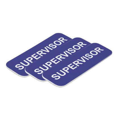Blue Supervisor 1 x 3" Name Tag, (3 Pack)