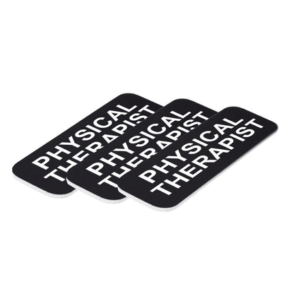 Black Physical Therapist 1 x 3" Name Tag, (3 Pack)