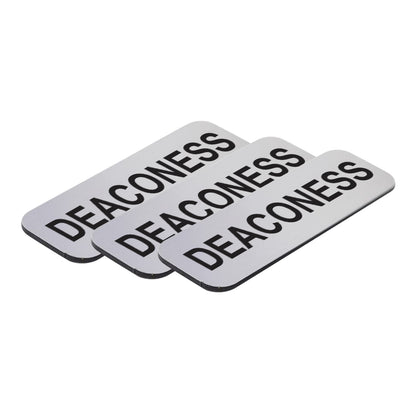 Brushed Silver Deaconess 1 x 3" Name Tag, (3 Pack)