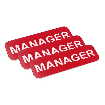 Red Manager 1 x 3" Name Tag, (3 Pack)