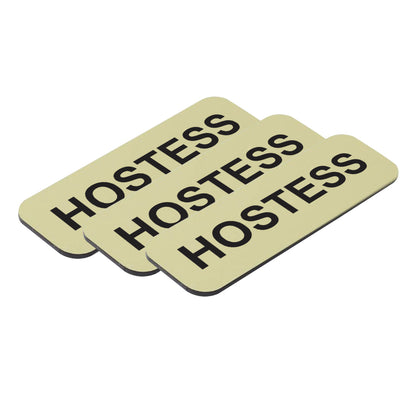 Brushed Gold Hostess 1 x 3" Name Tag, (3 Pack)