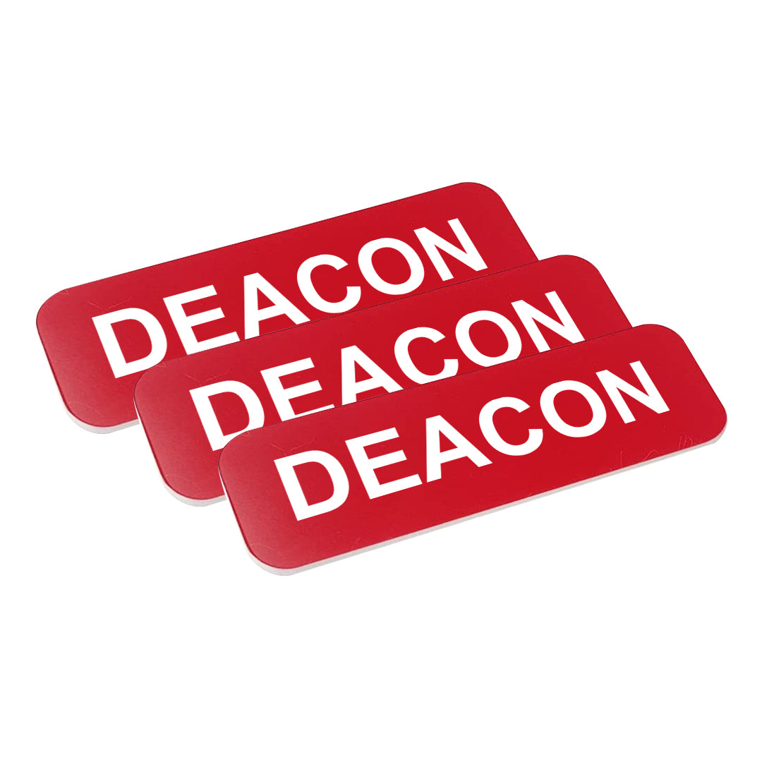 Red  Deacon 1 x 3" Name Tag, (3 Pack)
