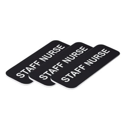 Black Staff Nurse 1 x 3" Name Tag, (3 Pack)