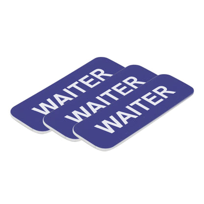 Blue Waiter 1 x 3" Name Tag, (3 Pack)