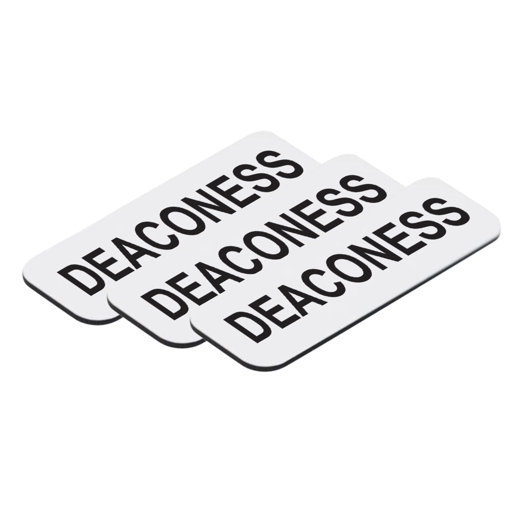 White Deaconess 1 x 3" Name Tag, (3 Pack)