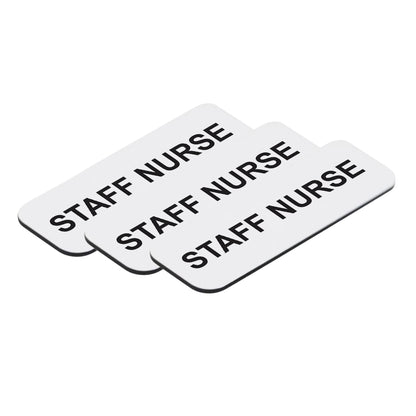 White Staff Nurse 1 x 3" Name Tag, (3 Pack)