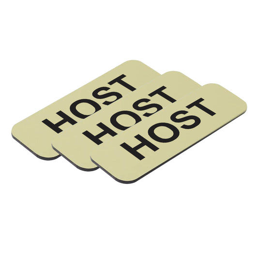 Brushed Gold Host 1 x 3" Name Tag (3 Pack)