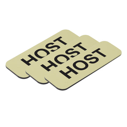 Brushed Gold Host 1 x 3" Name Tag (3 Pack)