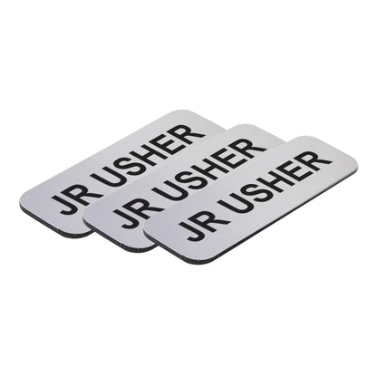 Brushed Silver Jr Usher 1 x 3" Name Tag, (3 Pack)