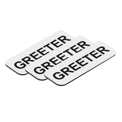 White Greeter 1 x 3" Name Tag, (3 Pack)