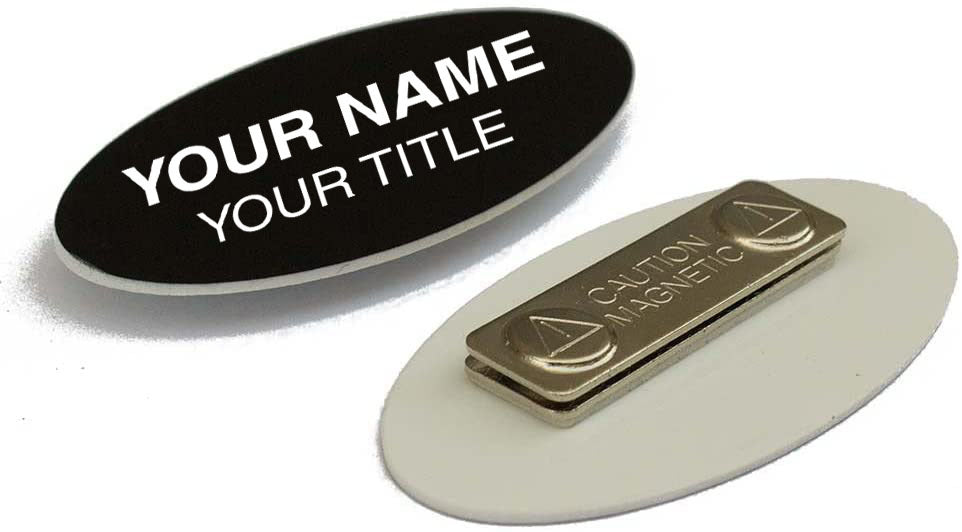 3" x 1-1/2" Oval Engraved Plastic Name Tag