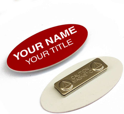 3" x 1-1/2" Oval Engraved Plastic Name Tag