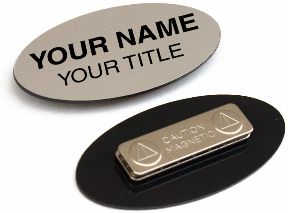 3" x 1-1/2" Oval Engraved Plastic Name Tag