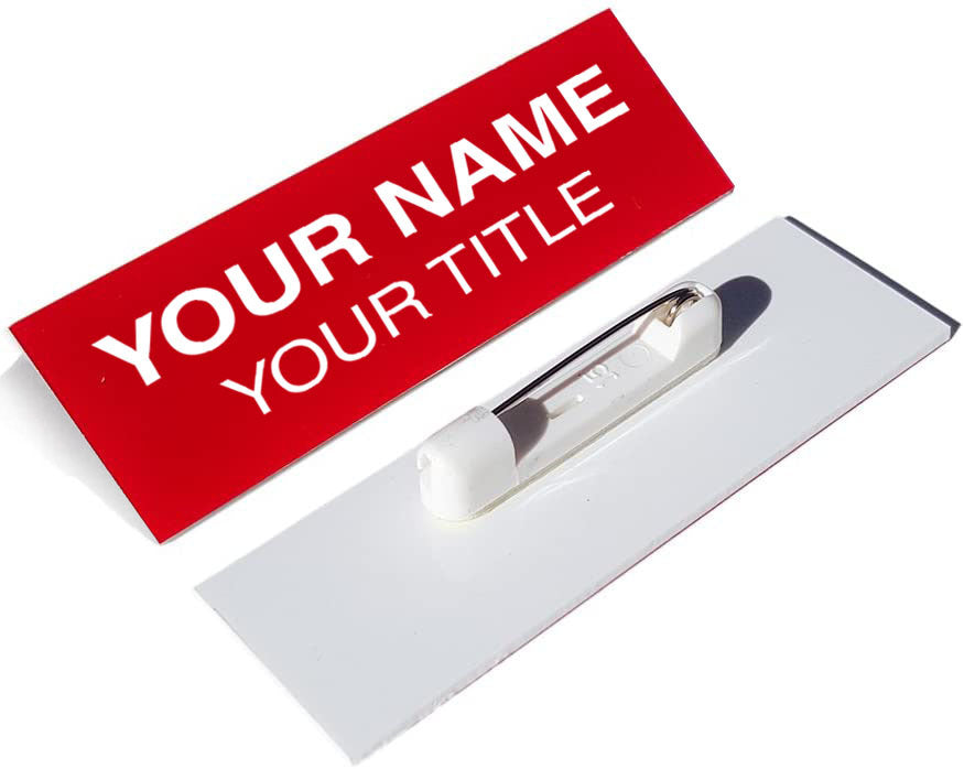 3" x 1" Engraved Plastic Name Tag (Square Corners)