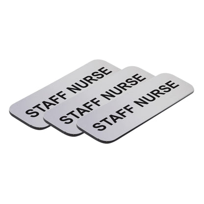 Brushed Silver Staff Nurse 1 x 3" Name Tag, (3 Pack)
