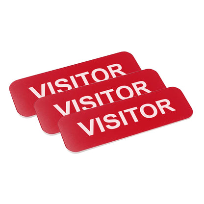 Red Visitor 1 x 3" Name Tag, (3 Pack)