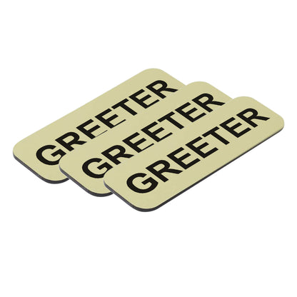 Brushed Gold Greeter 1 x 3" Name Tag, (3 Pack)
