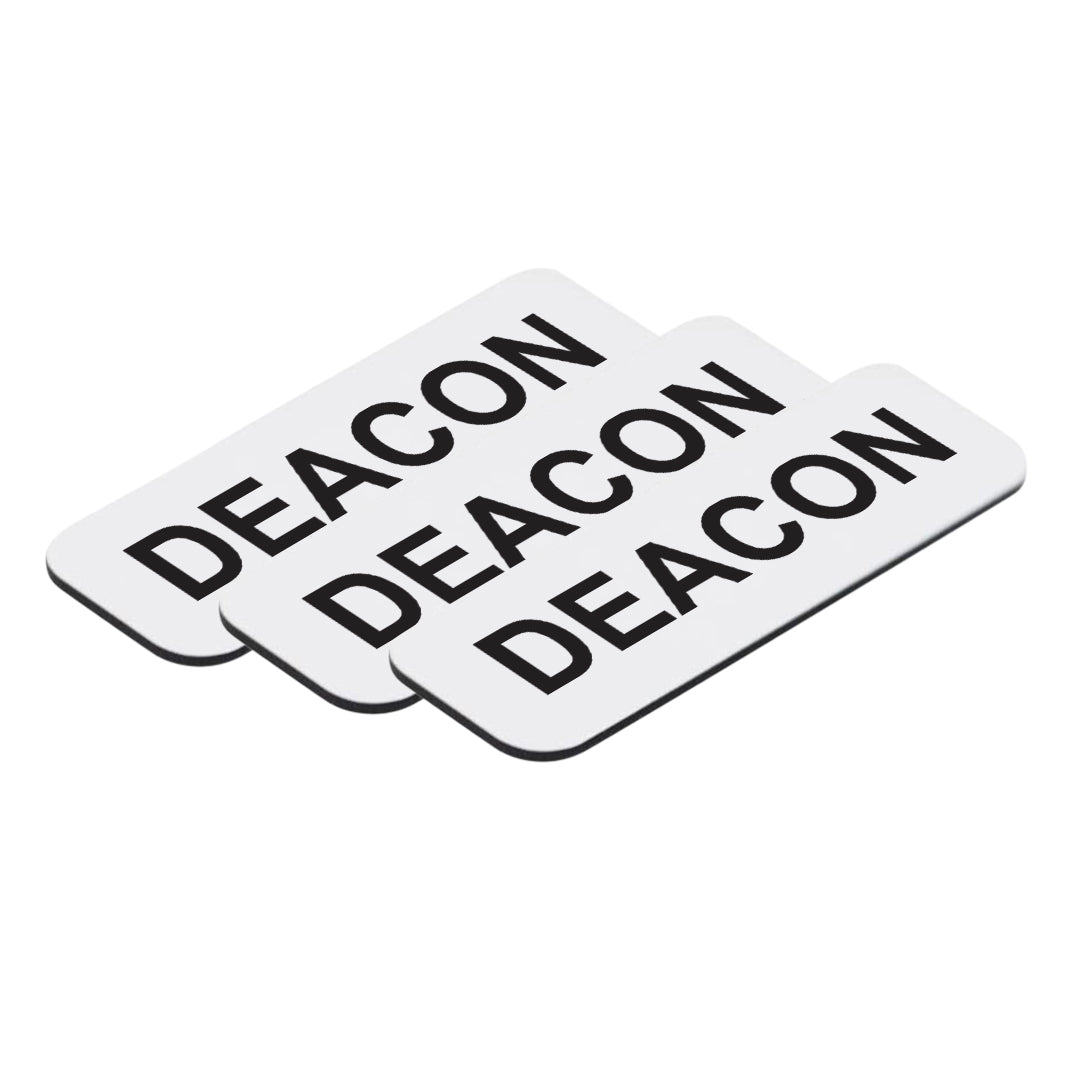 White Deacon 1 x 3" Name Tag, (3 Pack)