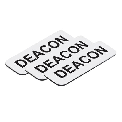 White Deacon 1 x 3" Name Tag, (3 Pack)